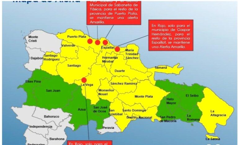 Declaran las autoridades alertas en Repúbilca Dominicana 24 provincias por las intensas lluvias